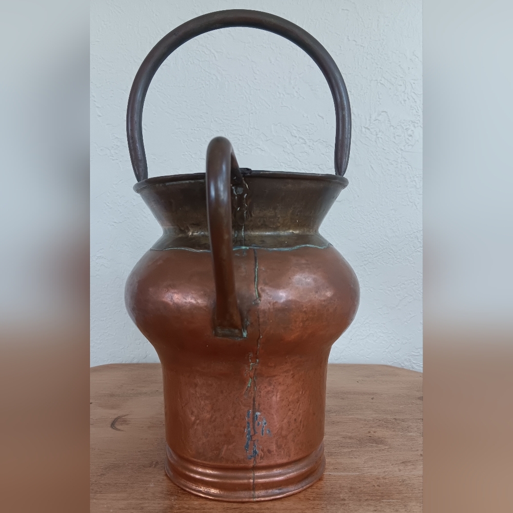 Vintage Copper Watering Can Made in Belgium Brass Accents Dual Handles - Picture 5 of 6